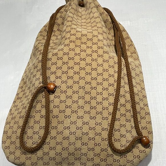 Gucci GG Drawstring Suede Bottle Cosmetic Bag Satchel Purse - Picture 6 of 7